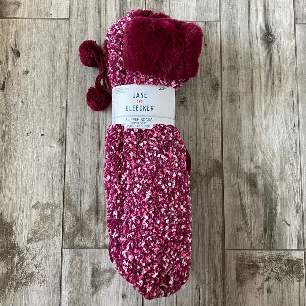 Jane and Bleecker Women's Super Soft Slipper Socks Shoe SZ 4-10 2 Pair Set NWT
